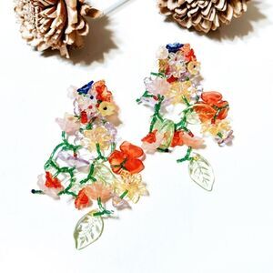 Zara Beaded Multicolor Flower drop earrings 